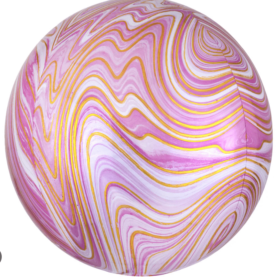 ORBZ AND SHAPE BALLOONS: 15" Marbelized Orbz Pink, Helium Inflated - Special Surprise Events