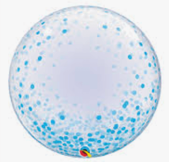 ORBZ BUBBLE AND SHAPE BALLOONS: 24" Deco Bubble Blue Dots Balloon - Special Surprise Events
