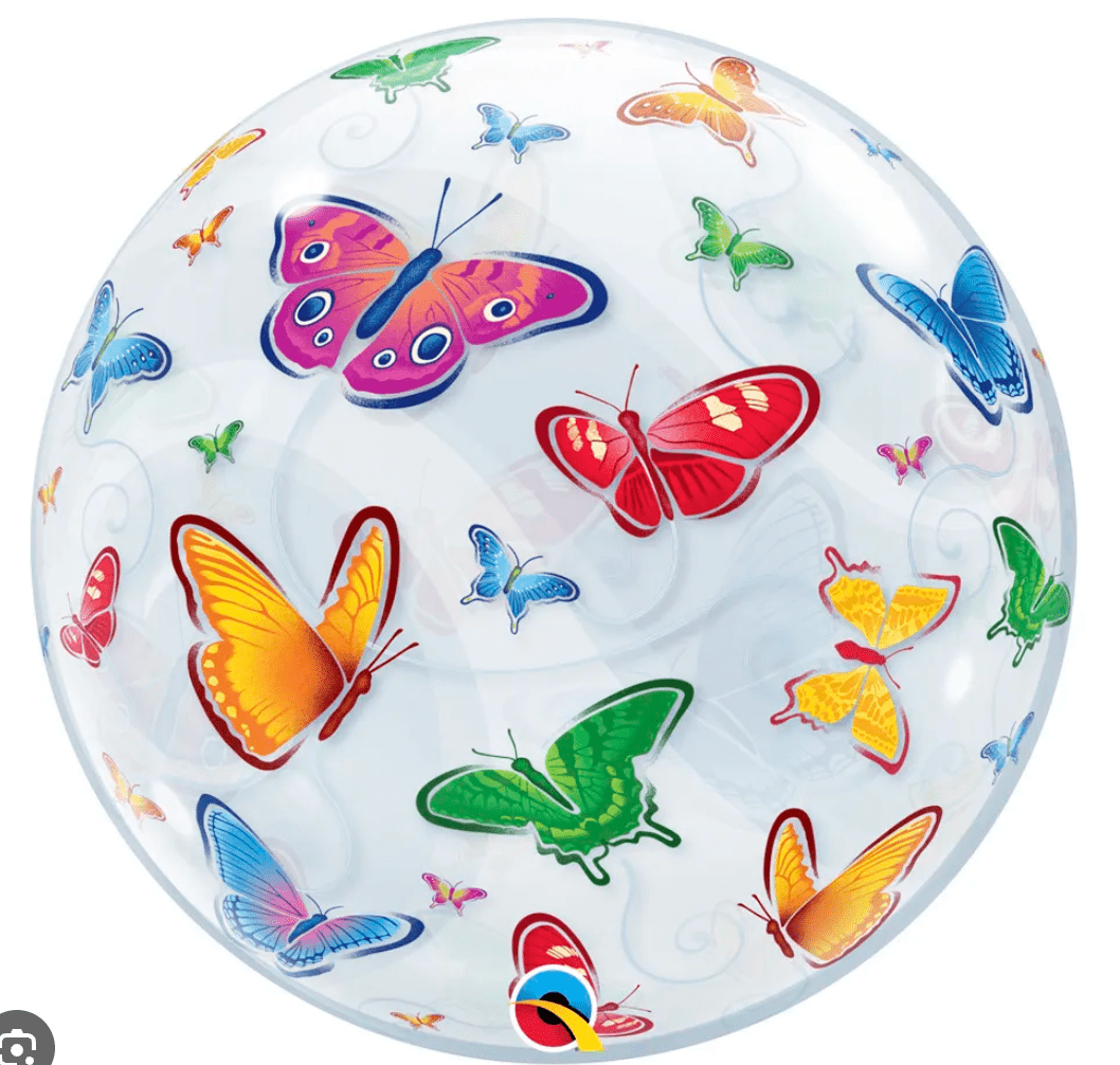 ORBZ BUBBLE AND SHAPE BALLOONS: 24" Deco Bubble Butterfly Print Balloon - Special Surprise Events