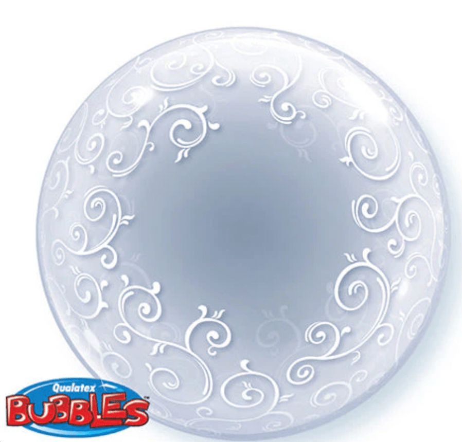 ORBZ BUBBLE AND SHAPE BALLOONS: 24" Deco Bubble Fancy Filigree Print - Special Surprise Events