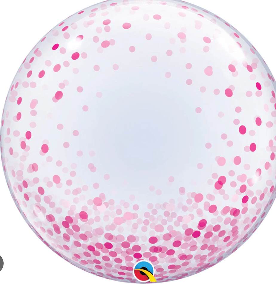 ORBZ BUBBLE AND SHAPE BALLOONS: 24" Deco Bubble Pink Dots Balloon - Special Surprise Events