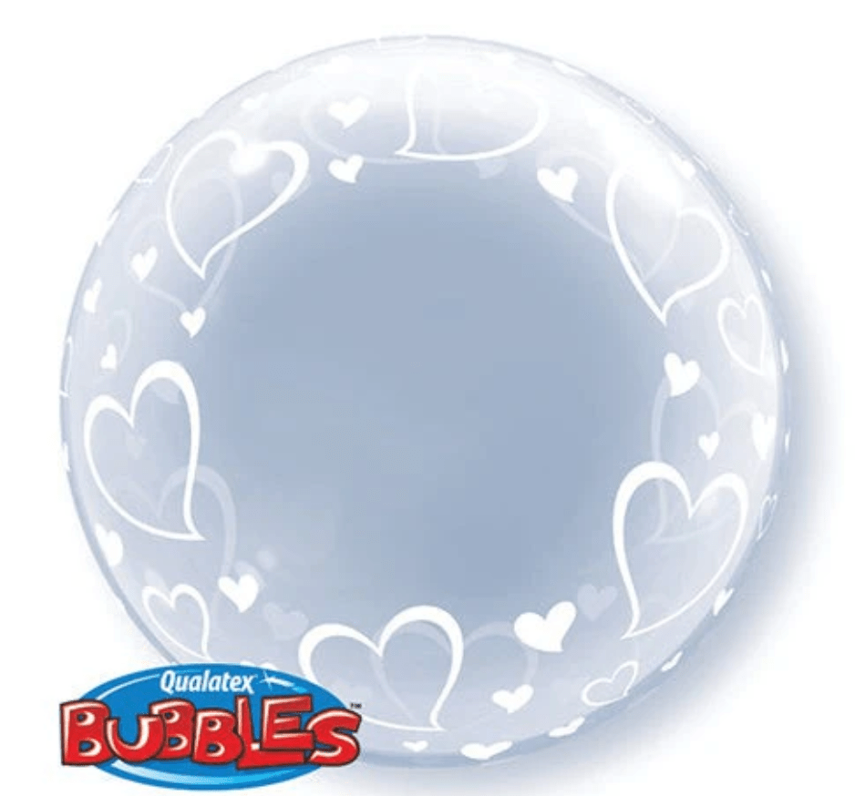 ORBZ BUBBLE AND SHAPE BALLOONS: 24" Deco Bubble Stylish Hearts Print - Special Surprise Events