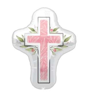 RELIGIOUS DECOR: 28" My First Communion Pink Cross balloon - Special Surprise Events