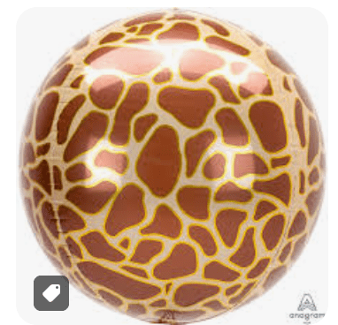 ORBZ AND SHAPE BALLOONS: 15" Marbelized Orbz Giraffe print - Special Surprise Events