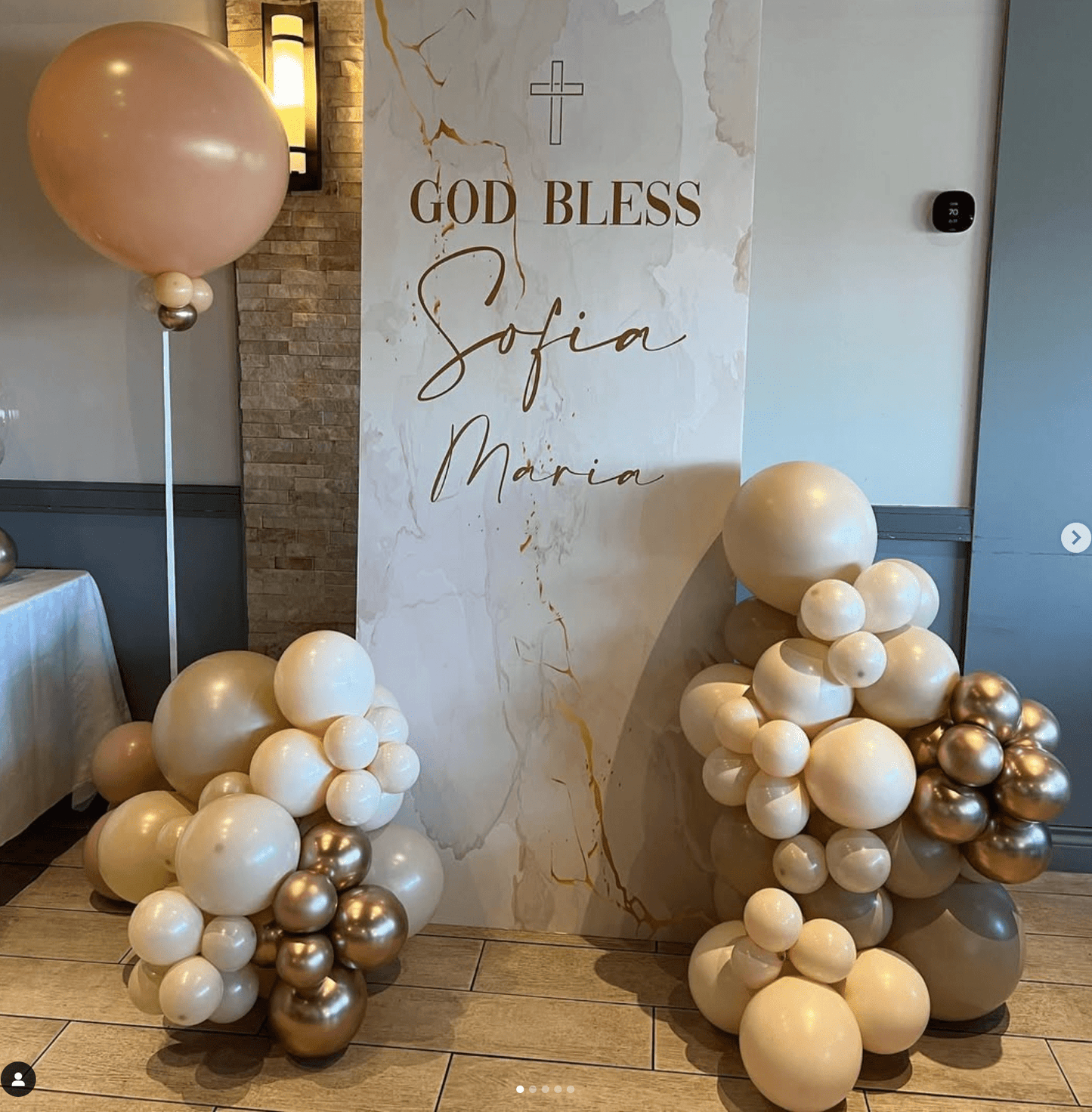 RELIGIOUS DECOR: God Bless 'Marble Look Balloon Backdrop - Special Surprise Events