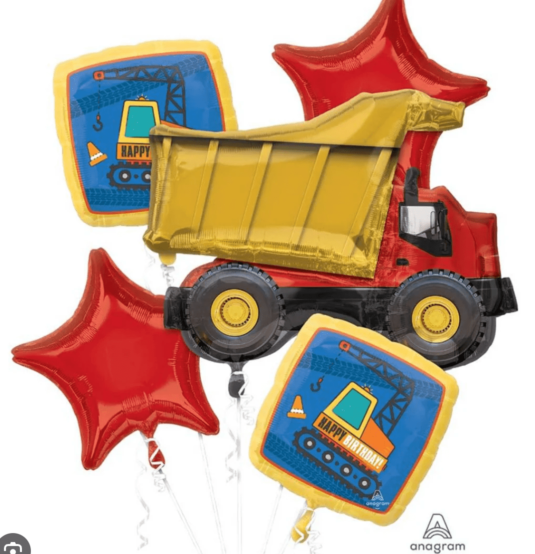 KIDS BALLOONS: Dump Truck Balloon Bouquet - Special Surprise Events
