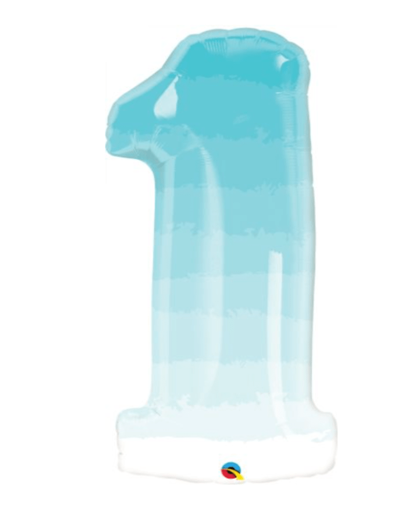 NUMBERS AND LETTERS: 34" Blue Ombre #1 Foil balloon - Special Surprise Events