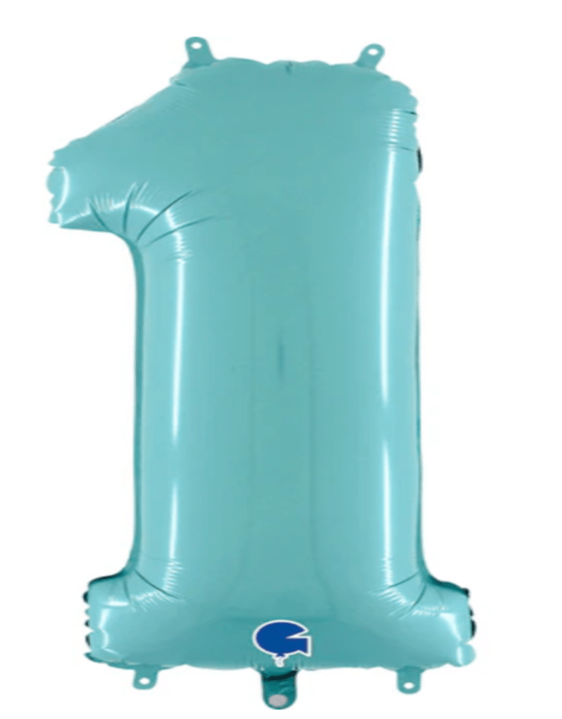 NUMBERS AND LETTERS: 34" Pastel Blue Number 1 Balloon - Special Surprise Events