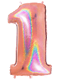 NUMBERS AND LETTERS: 34" Glitter Rose Gold Number 1 balloon - Special Surprise Events