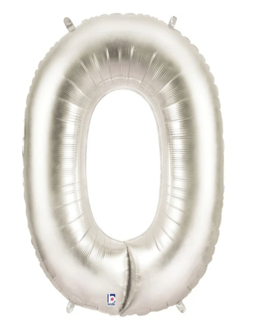 NUMBERS AND LETTERS: 40" Silver 0 Foil balloon - Special Surprise Events