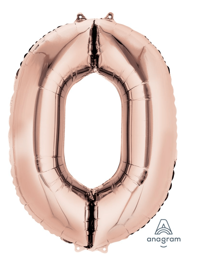 NUMBERS AND LETTERS: 34" Rose Gold 0 balloon - Special Surprise Events