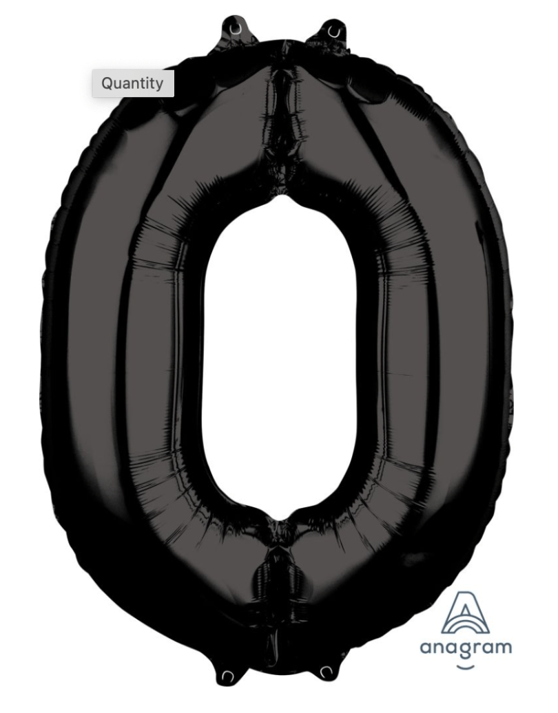 NUMBERS AND LETTERS: 26" Black 0 Foil balloon - Special Surprise Events
