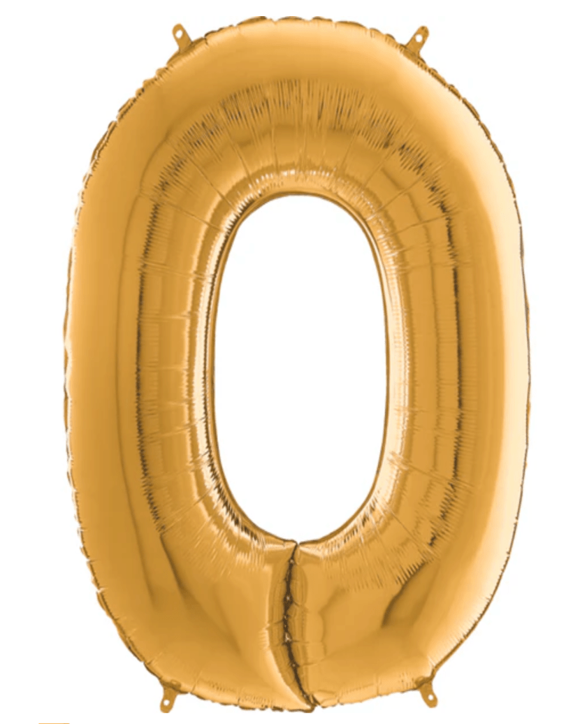 NUMBERS AND LETTERS: 34" Gold 0 Foil balloon - Special Surprise Events