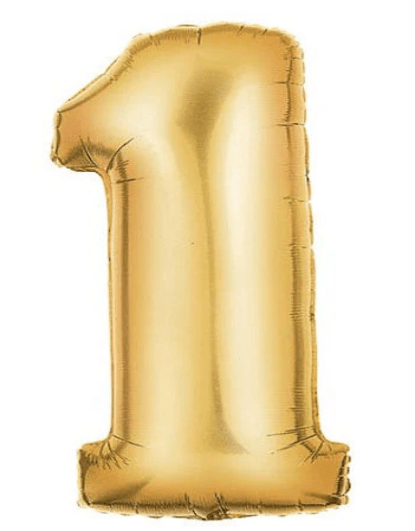 NUMBERS AND LETTERS: 34" Gold Supershape #1 balloon - Special Surprise Events