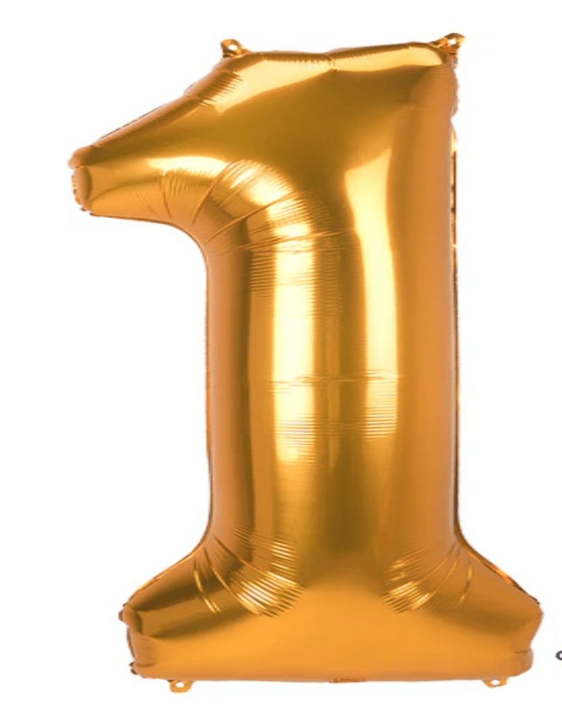 NUMBERS AND LETTERS: 26" Gold Supershape #1 balloon - Special Surprise Events