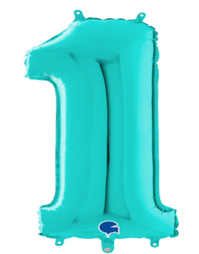 NUMBERS AND LETTERS: 26" Green Tiffany Number 1 Balloon - Special Surprise Events