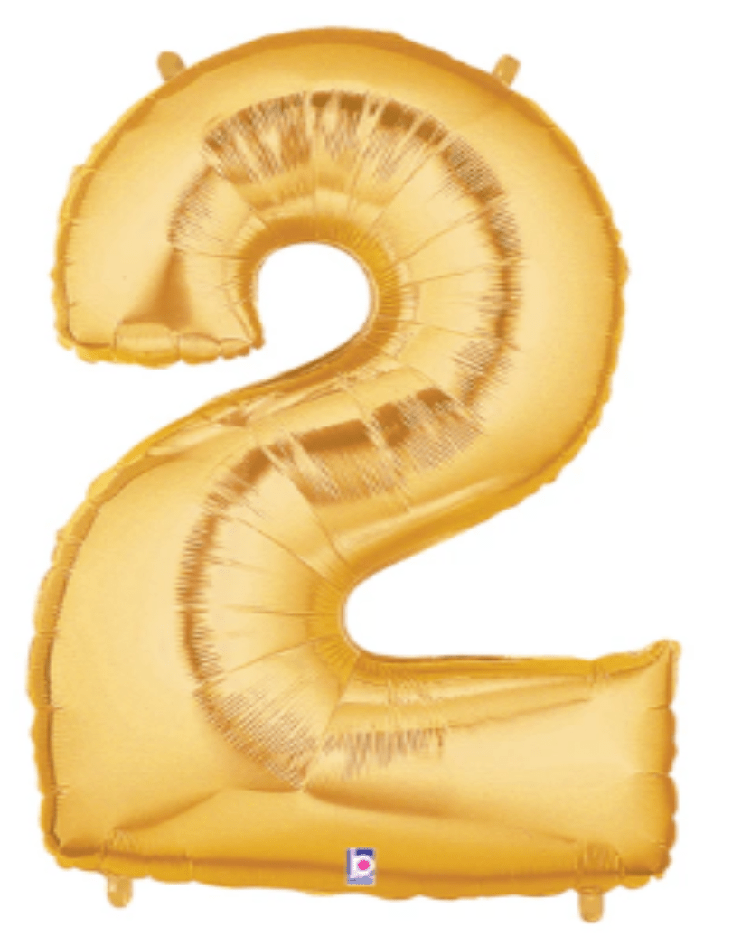 NUMBERS AND LETTERS: 34" Gold #2 balloon - Special Surprise Events