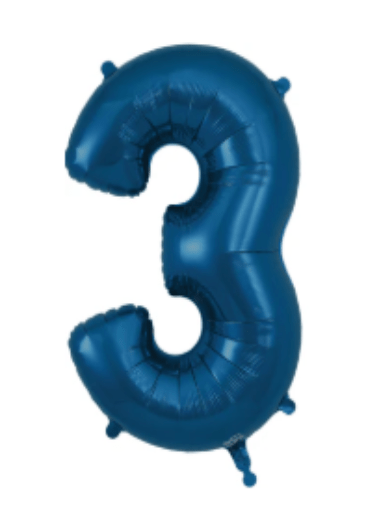 NUMBERS AND LETTERS: 34" Navy Number 3 balloon - Special Surprise Events