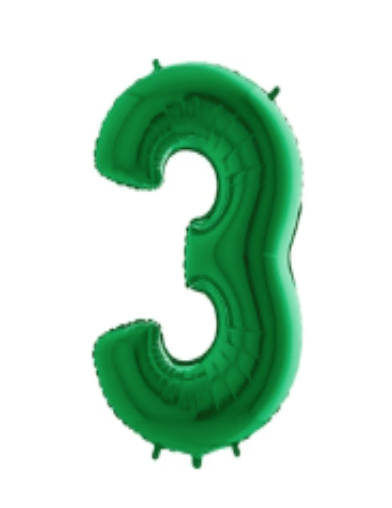 NUMBERS AND LETTERS: 26" Green Number 3 balloon - Special Surprise Events