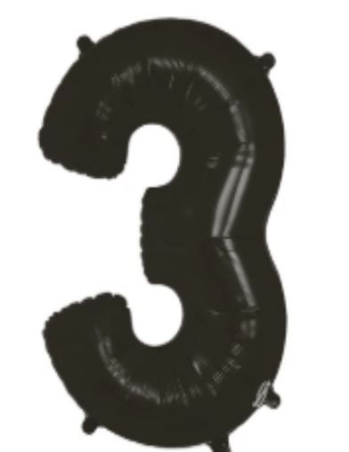 NUMBERS AND LETTERS: 26" Black Number 3 balloon - Special Surprise Events