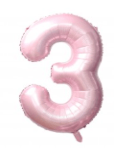 NUMBERS AND LETTERS: 34" Pastel Pink Number 3 balloon - Special Surprise Events