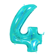NUMBERS AND LETTERS: 34" Glitter Tiffany Number 4 balloon - Special Surprise Events
