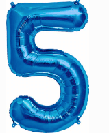 NUMBERS AND LETTERS: 34" Blue Number 5 balloon - Special Surprise Events