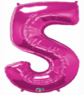 NUMBERS AND LETTERS: 34" Hot Pink Number 5 balloon - Special Surprise Events