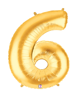 NUMBERS AND LETTERS: 40" Gold Number 6 balloon - Special Surprise Events