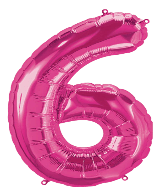 NUMBERS AND LETTERS: 34" Hot Pink Number 6 balloon - Special Surprise Events