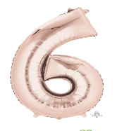 NUMBERS AND LETTERS: 34" Rose Gold Number 6 balloon - Special Surprise Events