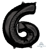 NUMBERS AND LETTERS: 26" Black Number 6 balloon - Special Surprise Events