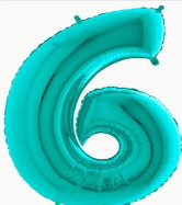 NUMBERS AND LETTERS: 40"Tiffany green 6 balloon - Special Surprise Events