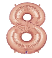NUMBERS AND LETTERS: 40" rose gold #8 balloon - Special Surprise Events
