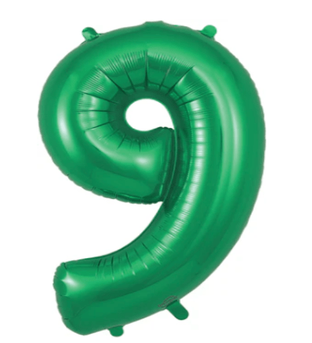 NUMBERS AND LETTERS: 40" Green #9 balloon - Special Surprise Events