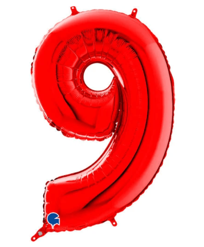 NUMBERS AND LETTERS: 40" Flourescent Red #9 balloon - Special Surprise Events