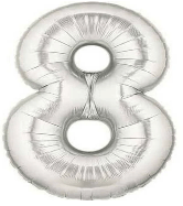 NUMBERS AND LETTERS: 34" Silver #8 balloon - Special Surprise Events