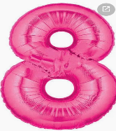 NUMBERS AND LETTERS: 34" Hot Pink #8 balloon - Special Surprise Events