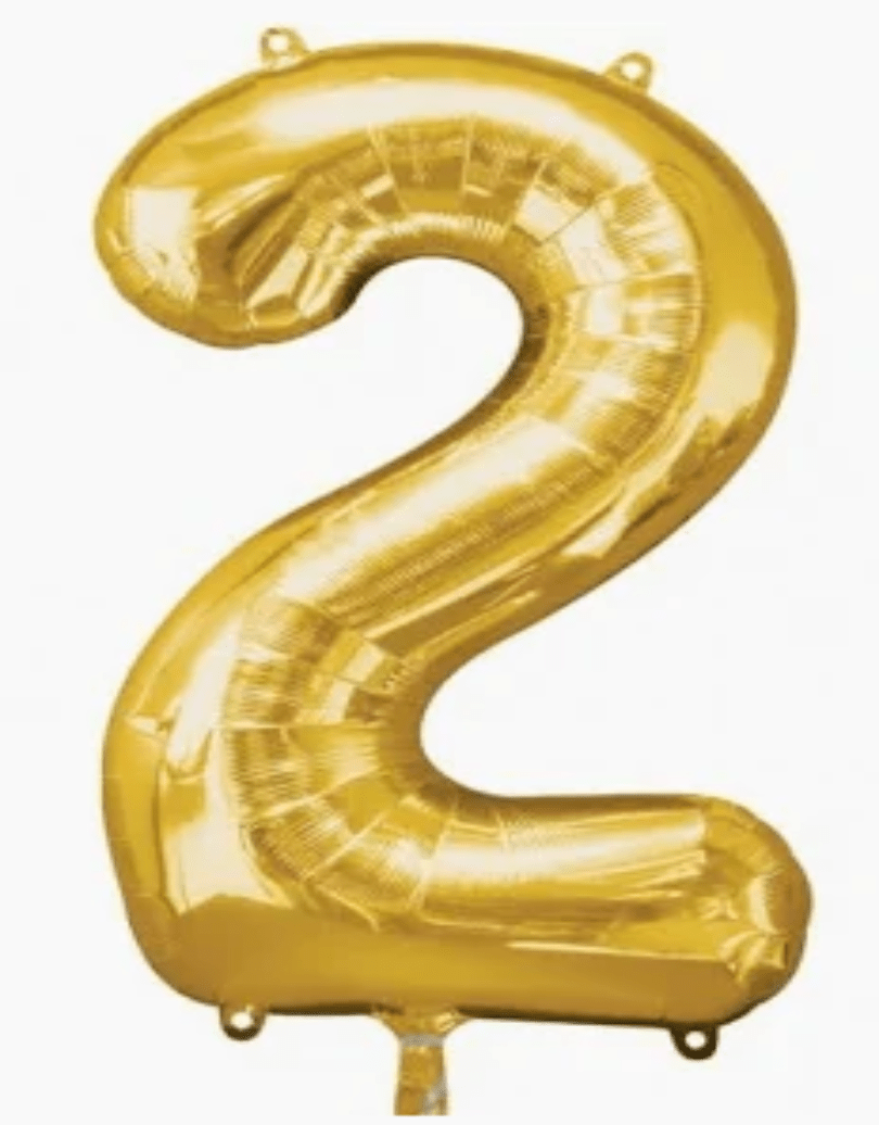NUMBERS AND LETTERS: 34"Gold #2 balloon - Special Surprise Events