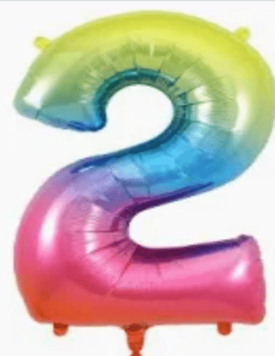 NUMBERS AND LETTERS: 34" Rainbow #2 balloon - Special Surprise Events
