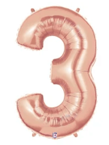 NUMBERS AND LETTERS: 34" Rose Gold Number 3 balloon - Special Surprise Events