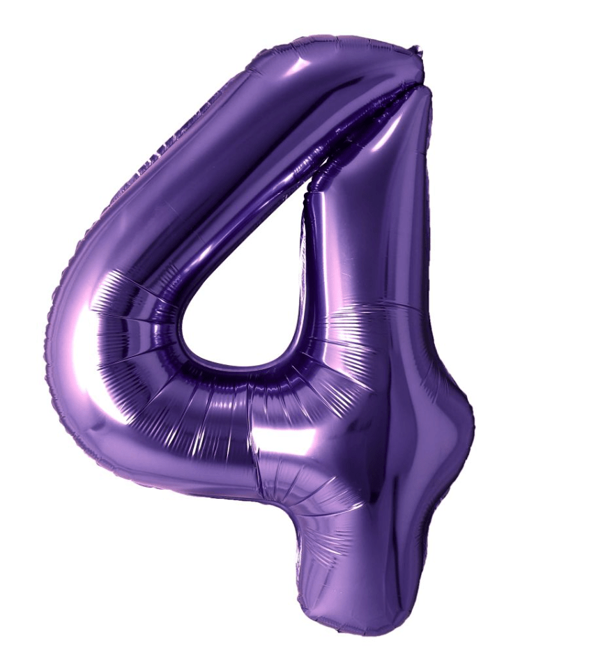 NUMBERS AND LETTERS: 34" Purple Number 4 balloon - Special Surprise Events