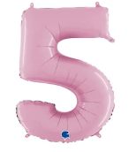 NUMBERS AND LETTERS: 26" Pastel Pink Number 5 balloon - Special Surprise Events