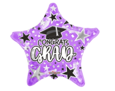 SPECIAL OCCASION BOUQUETS: Congrats Grad Purple Star balloon - Special Surprise Events