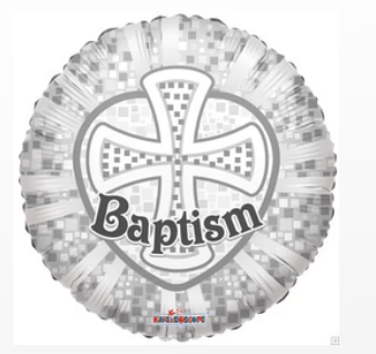 RELIGIOUS DECOR: 18" Silver Baptism Foil balloon - Special Surprise Events