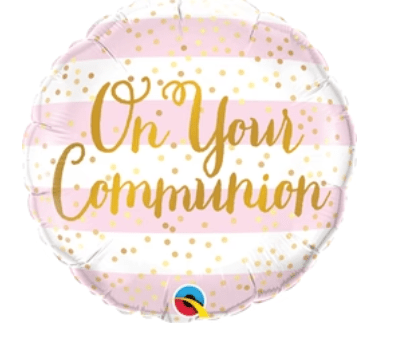 RELIGIOUS DECOR: 18" On Your Communion Foil PInk balloon - Special Surprise Events