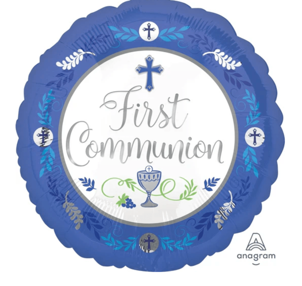 RELIGIOUS DECOR: 18" On Your First Communion Foil Blue balloon - Special Surprise Events