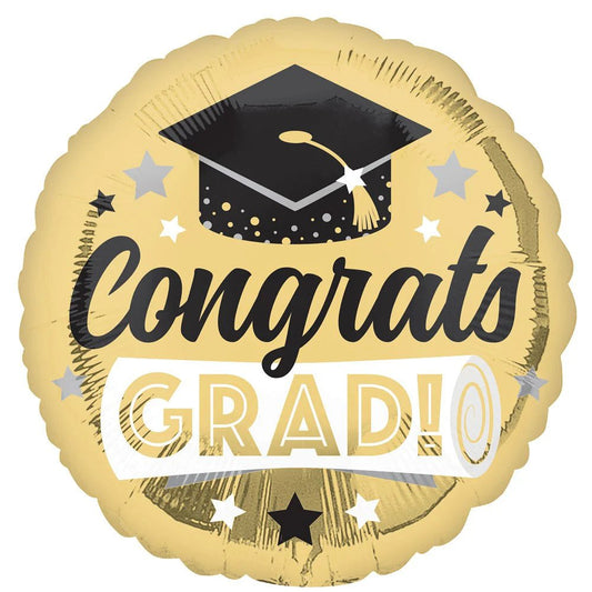 SPECIAL OCCASION BOUQUETS: Congrats Grad Gold Foil balloon - Special Surprise Events