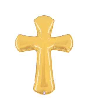 RELIGIOUS DECOR: 44" Gold Cross balloon - Special Surprise Events