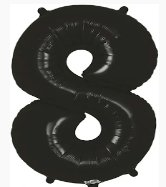 NUMBERS AND LETTERS: 34" Black #8 balloon - Special Surprise Events